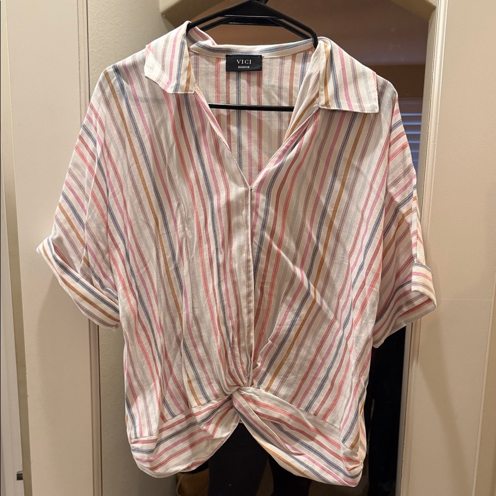 Vici Multicolor Striped Button Down Shirt